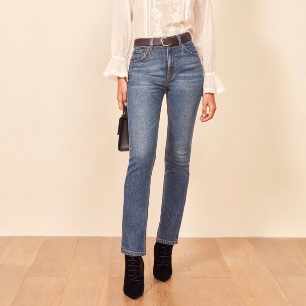 Reformation Liza High Rise Straight Jean in Laguna
